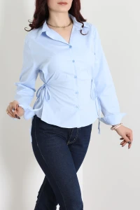 Yandan Bağlamalı Poplin Gömlek Açıkmavi - 43939.2118.