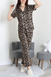Milan Kumaş Düğmeli Pijama Takımı Leopar - 750.1287.