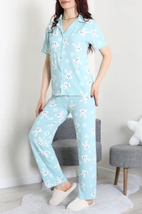 Milan Kumaş Düğmeli Pijama Takımı Mint - 750.1287.