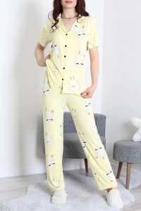 Milan Kumaş Düğmeli Pijama Takımı Sarıördek - 750.1287.