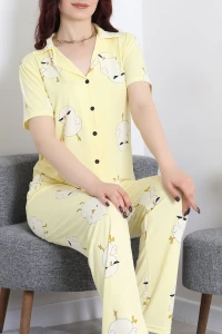 Milan Kumaş Düğmeli Pijama Takımı Sarıördek - 750.1287.