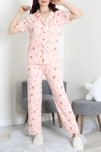 Milan Kumaş Düğmeli Pijama Takımı Pudratavşan - 750.1287.