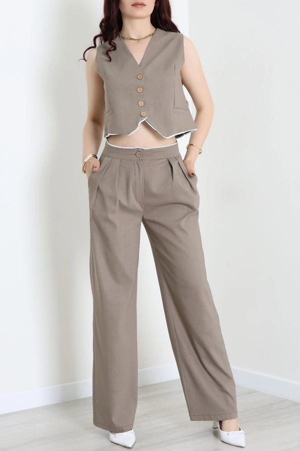 Crop Yelek Pantolon Takım Haki - 7565.1437.