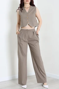 Crop Yelek Pantolon Takım Haki - 7565.1437.