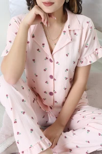 Bürümcük Fırfırlı Pijama Takımı Pudraçiçek - 127.1287.