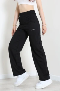 Baskılı Palazzo 2 İplik Eşofman Altı Siyah - 30067.1878.