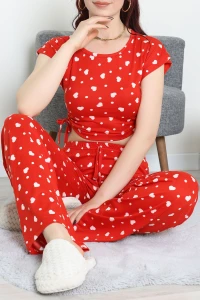 Milan Büzgülü Pijama Takımı Kırmızı - 32254.1857.