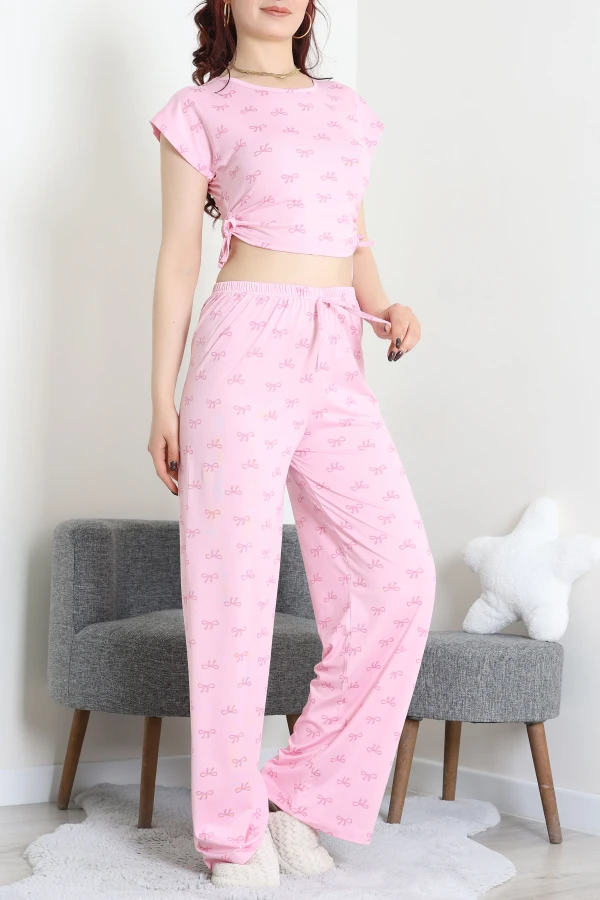 Milan Büzgülü Pijama Takımı Pembe - 32254.1857.