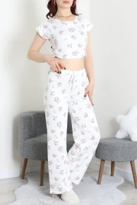 Milan Büzgülü Pijama Takımı Beyaz - 32254.1857.