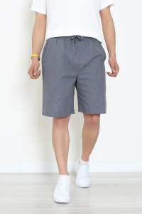 Beli Lastikli Keten Erkek Şort Antrasit - 71413.1837.