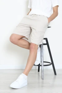 Beli Lastikli Keten Erkek Şort Vizon - 71413.1837.