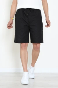 Beli Lastikli Keten Erkek Şort Siyah - 71413.1837.