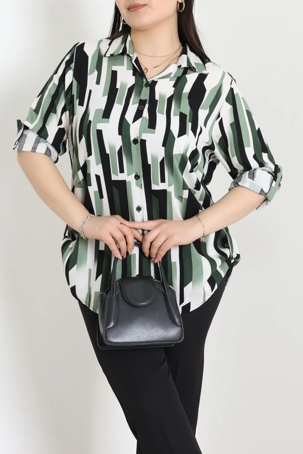 Büyük Beden Viskon Gömlek Yeşil - 71535.2046.