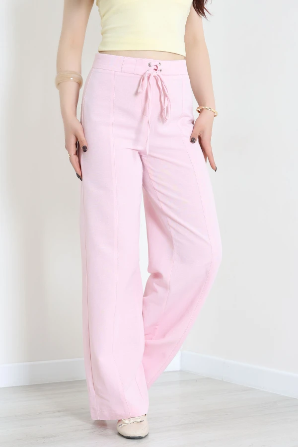 Bağlamalı Poliviskon Palazzo Pantolon Pembe - 7820.1437.