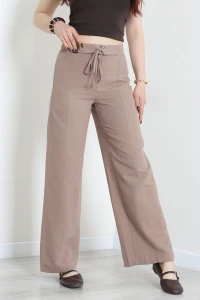 Bağlamalı Poliviskon Palazzo Pantolon Sütlükahve - 7820.1437.