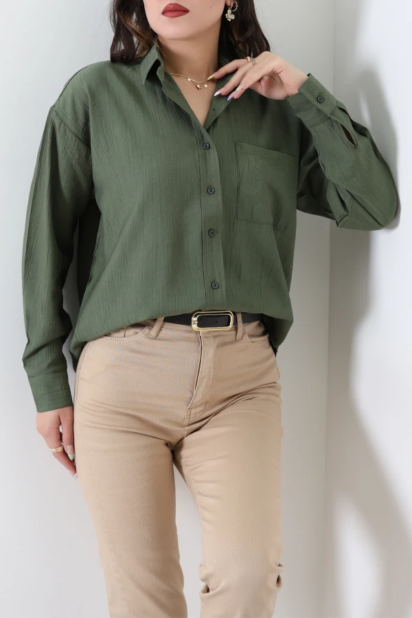 Tek Cep Salaş Gömlek Yeşil - 7932.1437.