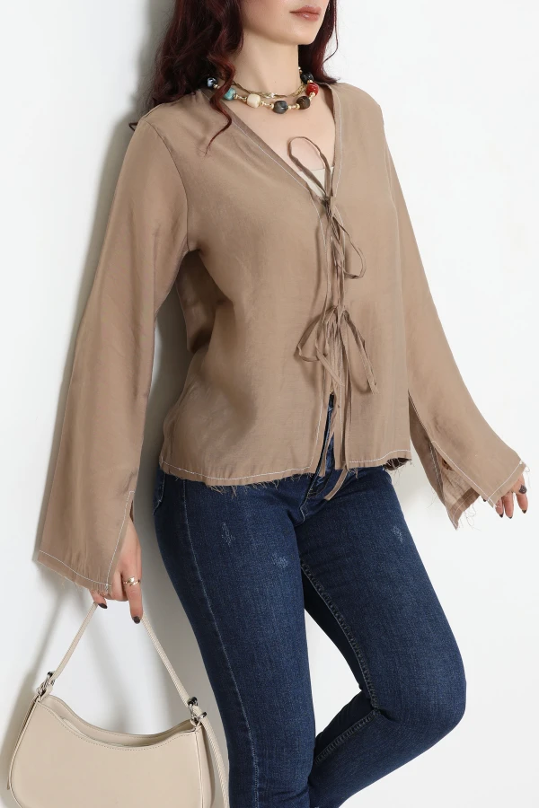 Bağlamalı Gömlek Kahve - 8093.1437.