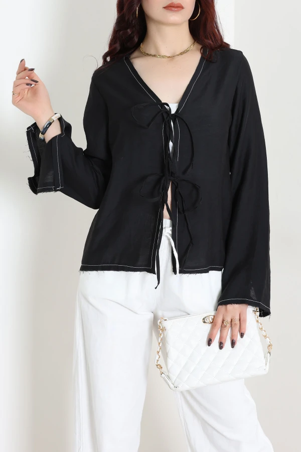 Bağlamalı Gömlek Siyah - 8093.1437.