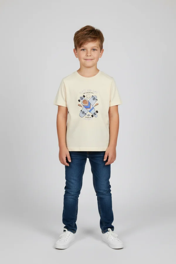 6-9 Yaş Çocuk Tişört Bej - 2250203.1576.