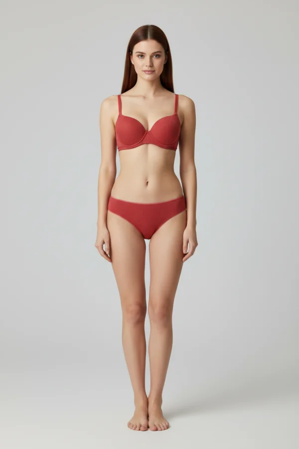 Sütyen Takım Çizgili Dolgulu Kiremit - 2530.1783.