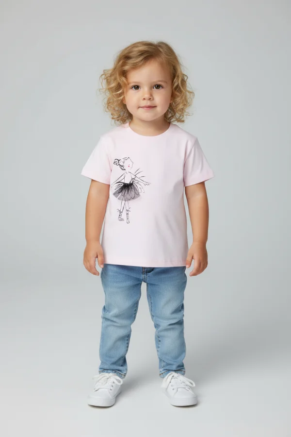 2-5 Yaş Çocuk Tişört Pudra - 5252078.1576.