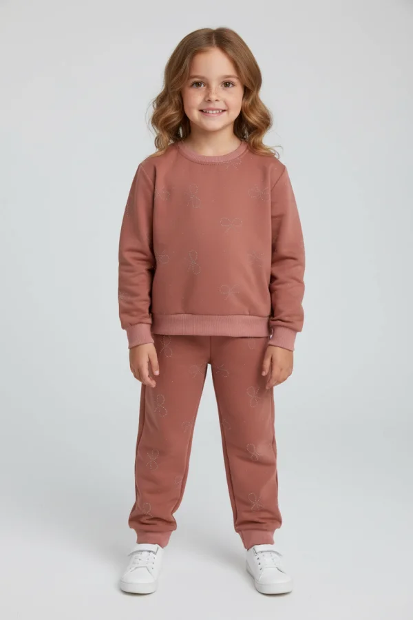 4-10 Yaş İki İplik Şardonsuz Çocuk Takım Kiremit - 55043.1776.