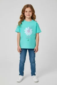 6-9 Yaş Kız Çocuk Tişört Turkuaz - 6254192.1576.