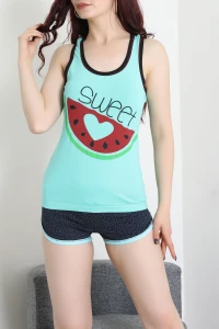 Şortlu Pijama Takımı Suyeşili - 52357.2161.