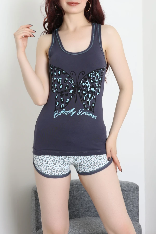 Şortlu Pijama Takımı Fümeturkuaz - 52357.2161.