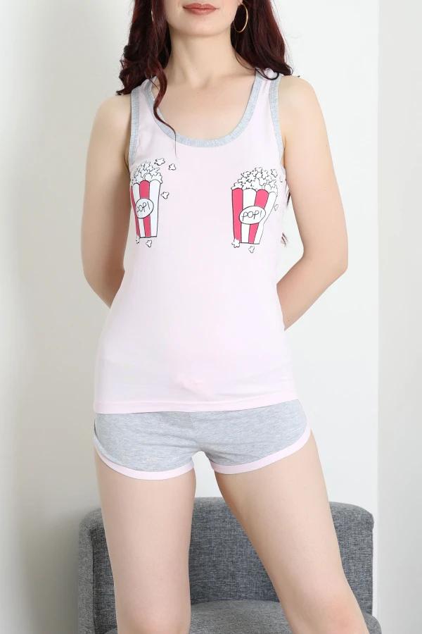 Şortlu Pijama Takımı Pudrabeyaz - 52357.2161.