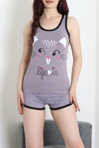 Şortlu Pijama Takımı Patlıcanmor - 52357.2161.