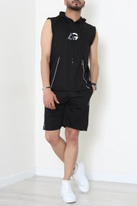 Worteks Sıfır Kol Şort Erkek Takım Siyah - 70927.1937.