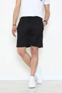 Worteks Şeritli Fleto Cep Erkek Şort Siyah - 70929.1937.