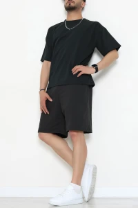 İki İplik Oversize Şortlu Erkek Takım Siyah - 80274.1567.
