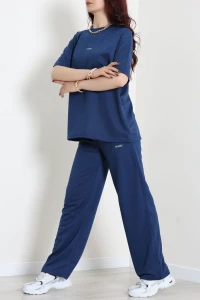 Baskılı Oversize İki İplik Wortex Takım İndigo - 80315.1878.