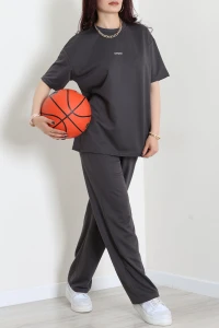 Baskılı Oversize İki İplik Wortex Takım Antrasit - 80315.1878.
