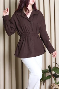 Poplin Bağlamalı Gömlek Kahve - 8157.424.