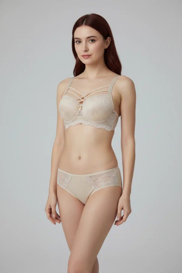 Çapraz İpli Dolgulu Sütyen Takım Ten - 52335.2158.