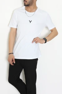 Lüx Penye Regular Baskılı Erkek Tişört Beyaz - 71257.1878.