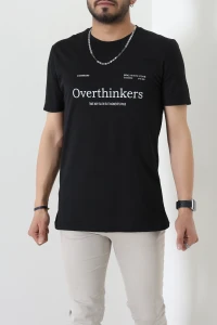 Lüx Penye Regular Baskılı Erkek Tişört Siyah - 71258.1878.