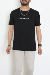 Lüx Penye Baskılı Erkek Tişört Siyah - 71263.1878.