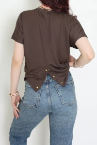 Örme Modal Çıtçıtlı Bluz Acıkahve - 71335.1567.