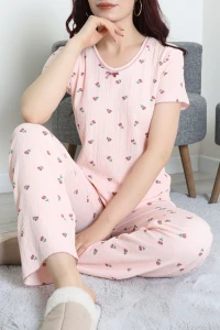 Bürümcük V Yaka Pijama Takımı Pudra - 126.1287.