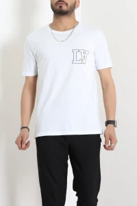 Lüx Penye Baskılı Erkek Tişört Beyaz - 71264.1878.