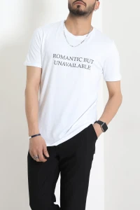 Lüx Penye Baskılı Erkek Tişört Beyaz - 71267.1878.