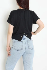 Örme Modal Çıtçıtlı Bluz Siyah - 71335.1567.