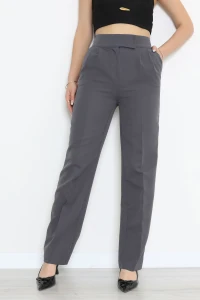 Dabıl Kumaş Pileli Cırtlı Pantolon Füme - 71502.1920.