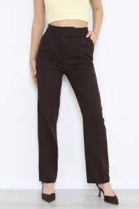 Dabıl Kumaş Pileli Cırtlı Pantolon Kahve - 71502.1920.