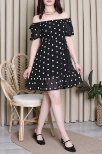 Şifon Elbise Siyahbeyaz - 71600.155.