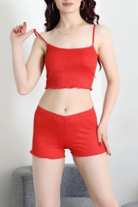 Pegasus İp Askılı Şortlu Pijama Takım Kırmızı - 3430.1783.